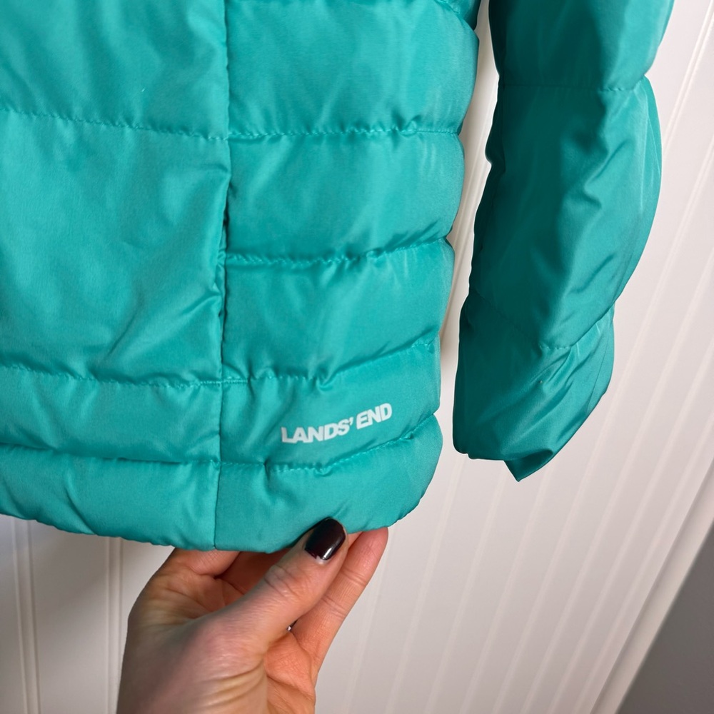Lands’ End Teal Puffer High Neck Coat Women’s Size Medium - Picture 5 of 14